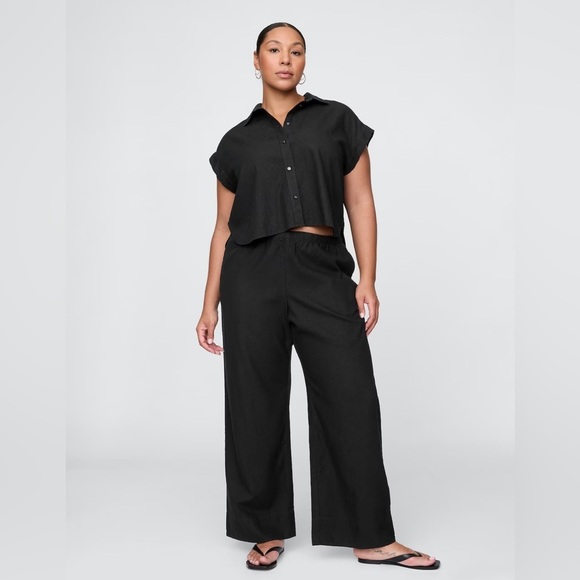 NWT! GAP Black Linen-Blend Easy Wide-Hem Pants - Multiple Sizes 🔹 - Picture 5 of 10